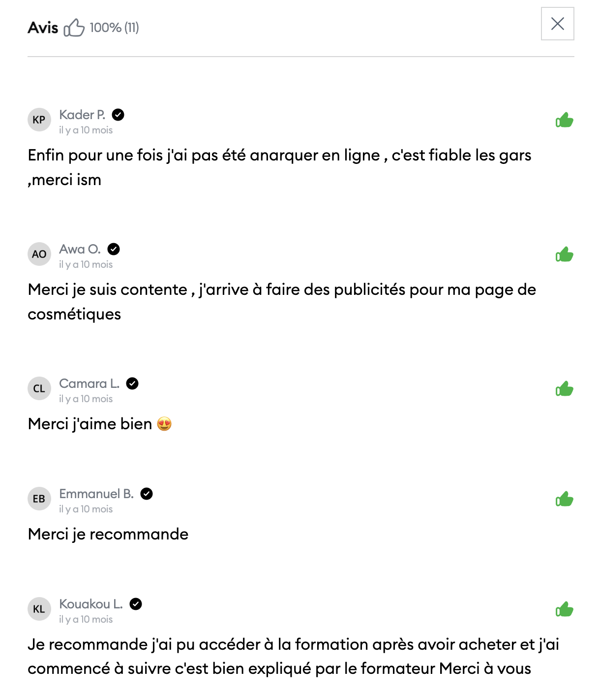 Avis d'apprenant